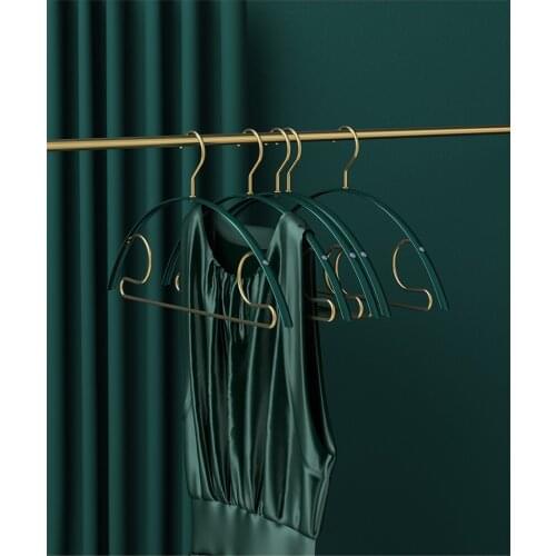 10pcs/lot Aluminum Alloy Dark Green Clothes Hangers No Shoulder Bump Non-slip Metal Hanger for Suits Blouses Dress Underwears