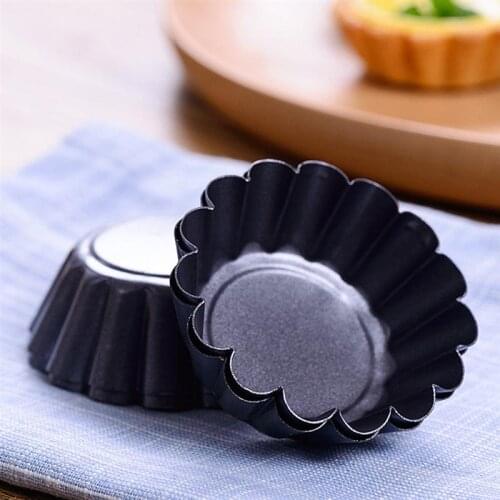 12pcs Non-stick Tart Mold Carbon Steel Mini Tart Pans Cupcake Reusable Egg Tart Tartlet Baking Mold Muffin Cup