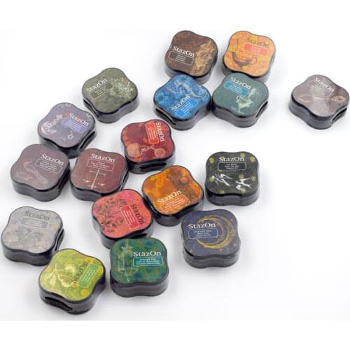 17pcs Japan Tsukineko Stazon Creative Colourful Inkpad DIY Planner Scrapbooking Silicone Stamp Greeting Card Making Supplies