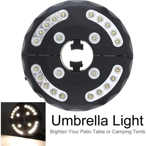 4 x AA Battery Operated 200 lumens Warm White Cordless Umbrella Pole 24 LED Lights with 3 Brightness Modes for Camping Tents