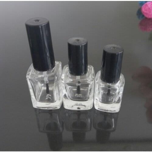 5ml 10ml 15ml Empty Nail Polish Bottle with Brush Lid, Transparent Glass Nail Oil Package, Nail Art Lacquer Containers F168
