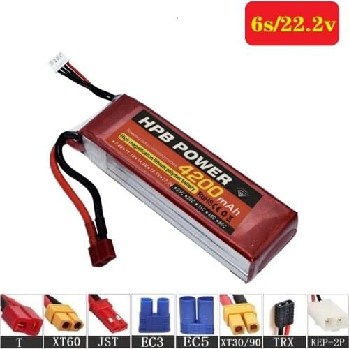 6S 22.2V 4200mAh 45C Rechargeable Battery 6S LiPo Battery 22.2V Li-Polymer Battery For RC Helicopters Car Boat RC Drone Battery