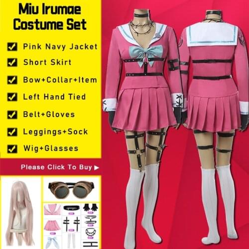 Danganronpa Miu Iruma Cosplay Costume Sailor Suit Skirt Miku Wig School Girl Uniform Danganronpa Cosplay Costumes Accessories