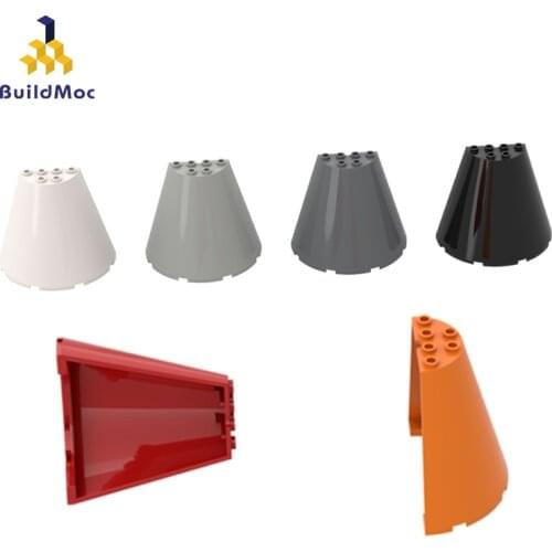 BuildMOC Compatible Assembles Particles 47543 8x4x6 large cone half Building Blocks Parts DIY LOGO