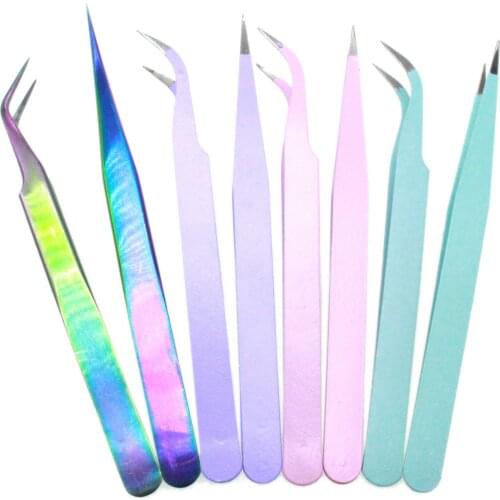 DIY Laser Colored Pointed Tweezers Nail Art Charms Handmade Tool Craft Jewelry Fillings Accessory Dried Flower Epoxy Resin Tools