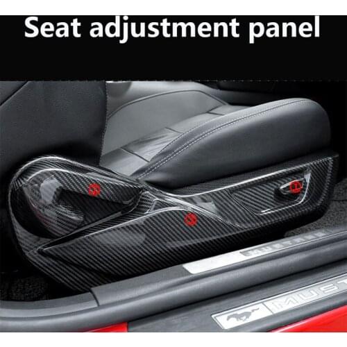For 15-20 Ford Mustang Carbon Fiber Car Seat Adjustment Button Panel Decorative Shell Sticker Cover Interior Accessories
