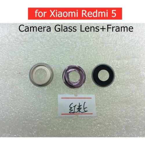 For Xiaomi Redmi 5 Back Rear Camera Glass Lens with Frame Holder with 3M Glue Replacement Repair Spare Parts
