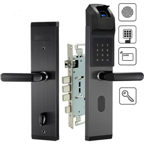 Biometric Fingerprint Door Lock Stainless Steel Keyless Smart Lock Fingerprint+Password+RFID Card+Key Unlock Ways Home Hotel Use