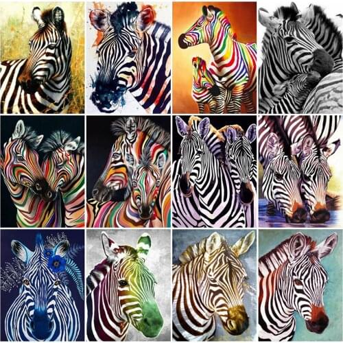 EverShine Diamond Painting Zebra Cross Stitch Diamond Embroidery Full Square Animal Mosaic Kits Picture Rhinestones Home Decor