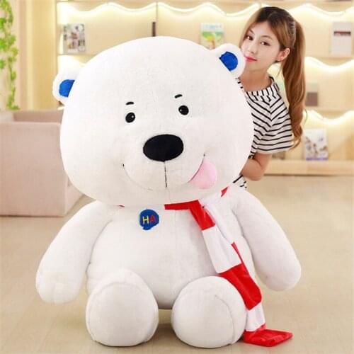 Fancytrader 120cm Huge Pop Soft Cartoon White Bear Plush Toy Stuffed Anime Polar Bear Pillow Doll Kids and Adult Gift 47inches