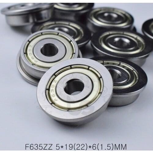 F635zz 5*19(22)*6(1.5)MM 10pieces 635 Flange bearing metal sealed ABEC-5 chrome steel bearings hardware