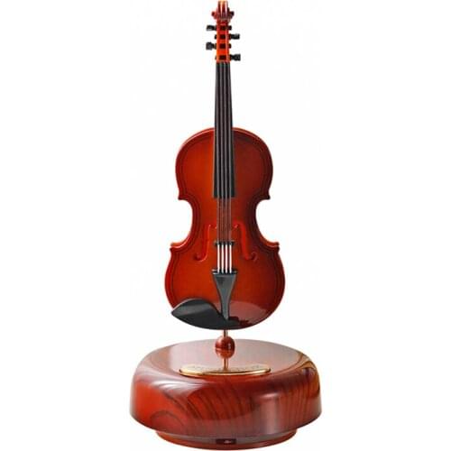 Creative Vintage Chinese Plastic Music Box Violin Music Accessories Antique Decorative Box Rotating Caja Musical Mom Gift DI50MB