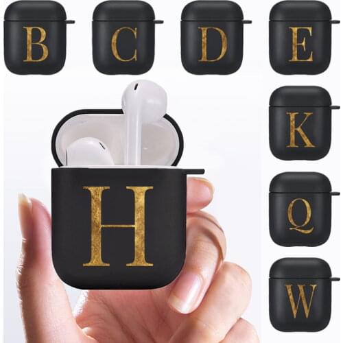 Matte Protective Cover for Apple Airpods 1st Gen/2nd Gen Letter Series Black Earphone Cases Soft Silicone Headphone Accessories