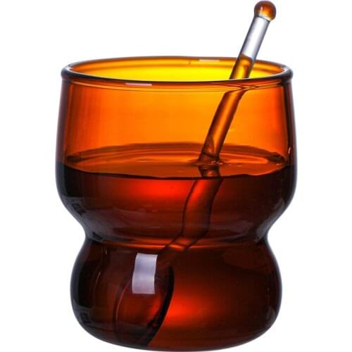 Cute and Innovative Glass Glass Coffee Cup Milk Cup Teacup Color with Spoon Home Daily Use Glass