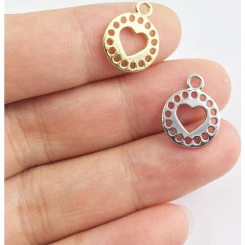 Eruifa 20pcs 12mm Pretty Heart Charms Zinc Alloy necklace,earring bracelet jewelry DIY handmade 2 colors