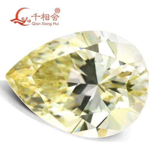 MN yellowish white color pear shape for cubic zirconia loose CZ stone made by xianxiang hui 10pcs per bag