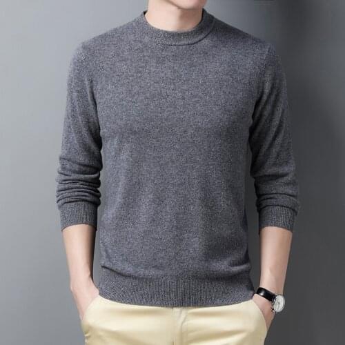 Man Pure Cashmere Sweater O-Neck Casual 100% Wool Jumper Male Solid Color Long Sleeve Knit Clothing Pullovers