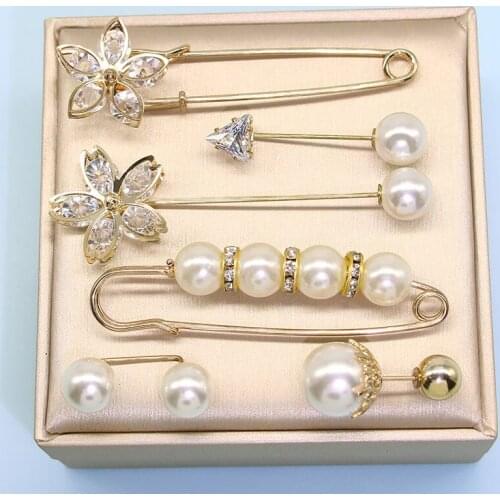 Anti-glare buckle 6-piece set of wild brooch fixed clothes buckle pin cardigan pin waist artifact