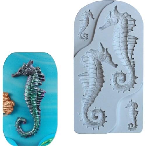 New Seahorse Shape Fondant Cake Mold Candy Chocolate Silicone Molds Cookies Biscuits Mould Kitchen Baking Cake Decorating Tools