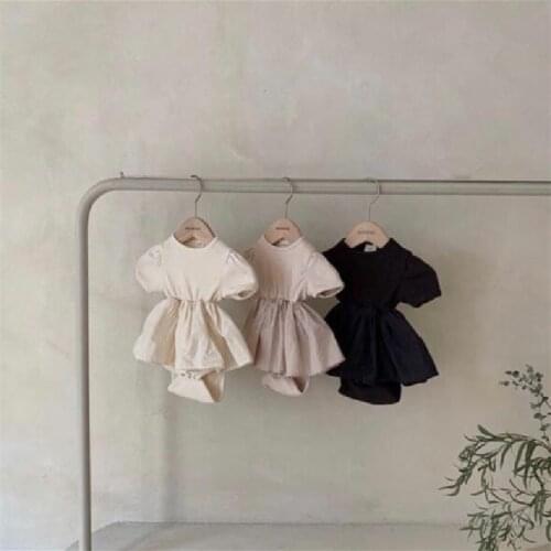2021 Summer New Baby Girl Clothes Toddler Fashion Knitted Lace Short Sleeve Bodysuits Kid Fairy Stitching Casual Bodysuit