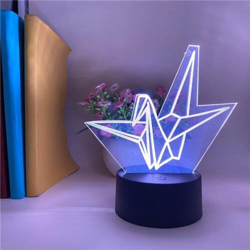 Novelty LED Night Projector Light Paper Crane Baby Room Nursery 3D Lava Lamp Girls Birthday Gift Hotel Party Decor Nightlight
