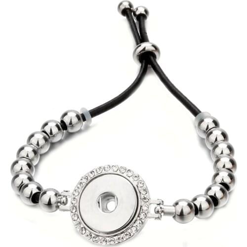 New Snap Button Bracelet Bangles 3 Designs Crystal Button Chain Bracelet for Men Women Adjustable Silver plated Snap Bracelet