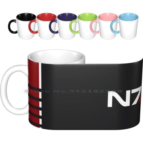 Mass Effect-N7 Stripe Ceramic Mugs Coffee Cups Milk Tea Mug Mass Effect N7 Tali Garrus Mass Effect Video Games Games Video