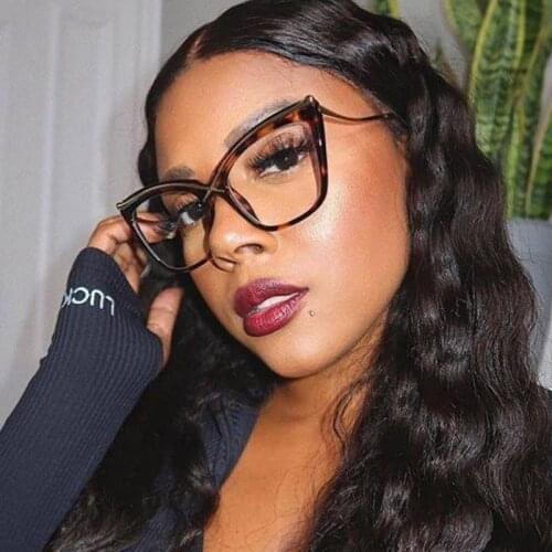 Cat Eye Metal Frame Glasses Square Eyeglasses for Women Fashion Leopard Glasses Frames Retro Cat Eye Clear Myopia Frame Lady NEW