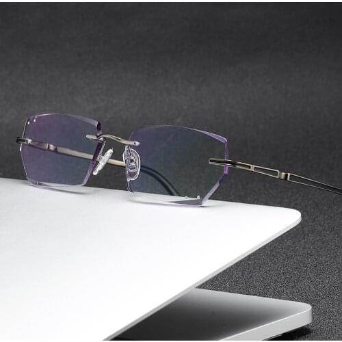 ZIROSAT 9133 Pure Titanium Rimless Men Eyeglasses Frame Fashion Brand Designer Myopia Clear Optical Prescription Eyewear Frame