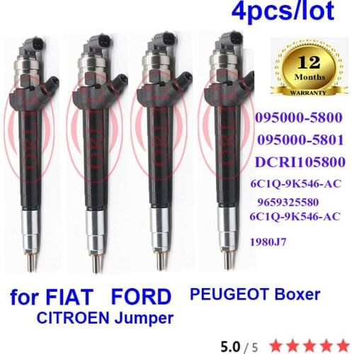 ORLTL New Common Rail Fuel Injector 095000-5800 5801 DCRI105800 6C1Q-9K546-AC 9659325580 For Citroen Fiat Ford Peugeot 4PC/Lot