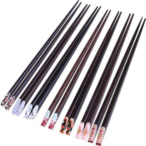 New Popular Japanese Chopsticks Tied Tip Line Natural Wood Chopsticks Sushi Chopsticks Black Iron Wood Students Retro Tableware