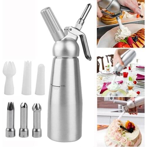 Professional Whipped Cream Dispenser Aluminium Cream Whipper Dessert Tools 500ml Cream Puffer