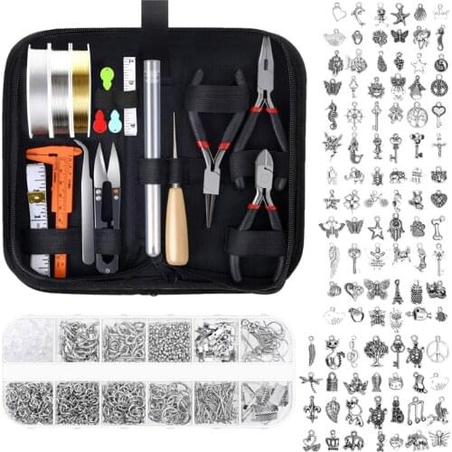 Jewelry Making Supplies Set with Jewellery Wires Findings Kit DIY Crafts Tools K3ND