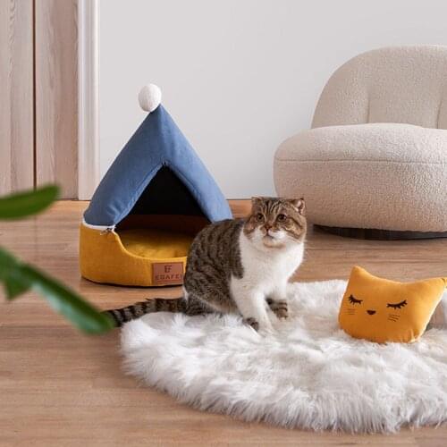 Christmas hat cat litter warm cat litter semi-enclosed removable and washable pet cat litter pet supplies