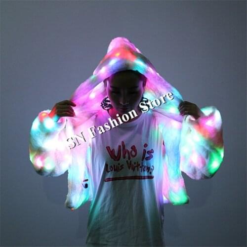 LZ04 Stage costumes LED luminous clothes jacket Bar dance show singer dj star nightclub performance colorful blue light dresses
