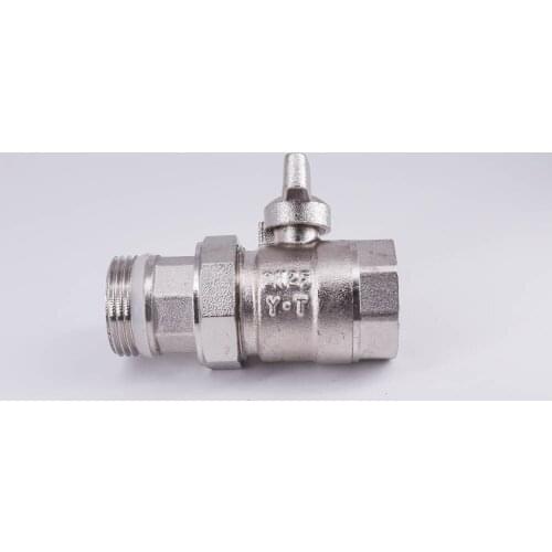 DN25 1" BSP Female to MaLe Nickel Plated Brass Ball Valve With Butterfly Handle Temperature 0-120C Pressure 16 Bar