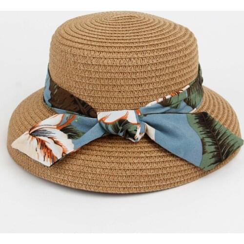 Childrens Summer Hat Girls Straw hat Cute bow sunhat Wide Brim Panama Cap Beach Caps For Child Raffia Straw Hat for 48-52CM L18