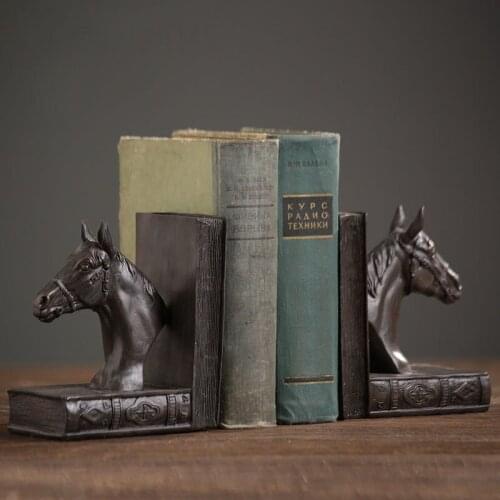 Nordic retro Horse Bookends Home Furnishing resin decoration of a bookcase office home decoration