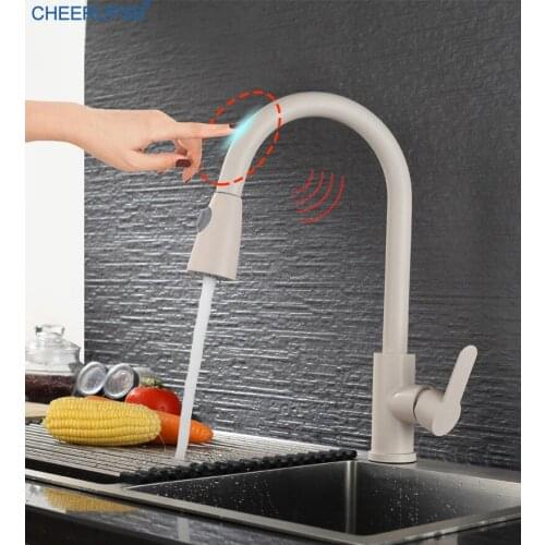 Smart Touch Faucets Kitchen Sink Pull Out Sensor Tap Hot Cold Water Mixer Crane Deck Mounted Stainless Steel Touch Sense Faucet