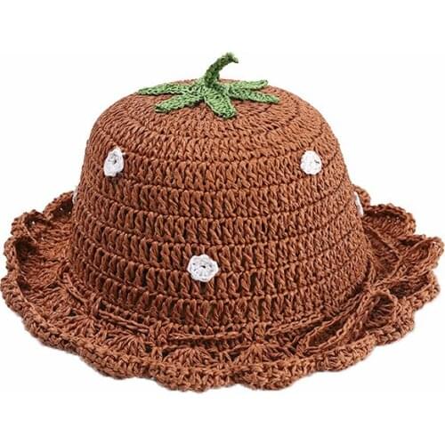 Straw hat Cute hats Childrens summer Cute Strawberry Baby Straw Hat Foldable Sun Hat Beach Sun Hat Tide
