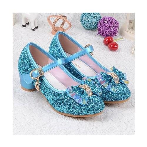 Qloblo Girls Wedding Shoes Enfants Kids High Heels Dress Party Shoes Baby Childrens Sequins Princess for Girls eu26-37