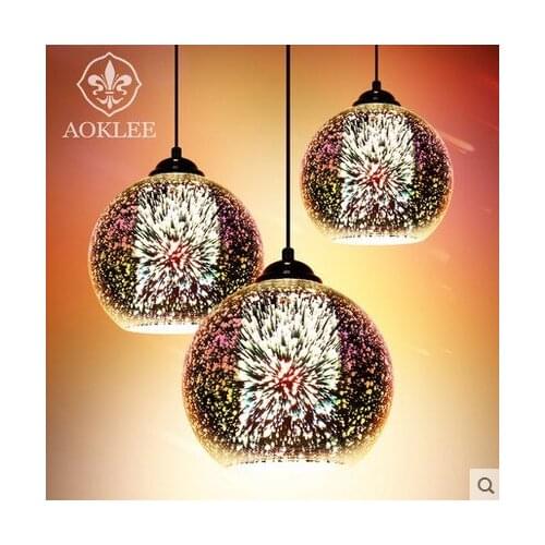 3D Fireworks Effect LED Pendant light Bulb Vintage Art Decoration 3D lamp 110V-220V E27 Glass Shade