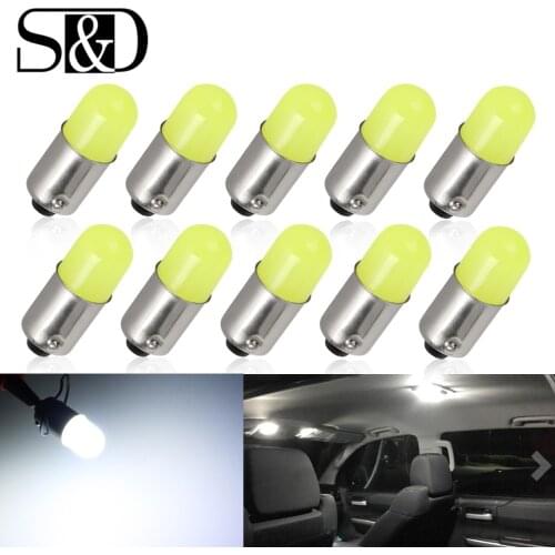 S&D 10pcs BA9S LED T4W H6W Bulbs Car Interior Lights License Plate Door Reading Wedge Marker Lamp Auto 6500K White 12V
