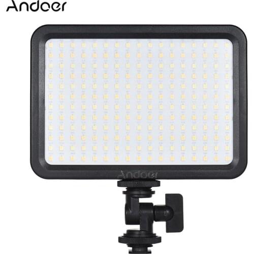 Andoer LED204 LED Video Light Fill Light with 204pcs Lamp Beads Stepless Dimming 3300K-5600K Bi-Color Temperature CRI90
