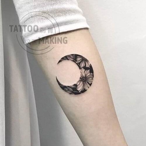 Moon Wings Dark Black Tattoo Stickers Waterproof Long Lasting Men and Women Body Art Fake Tattoo Arm Hand Back Tattoo Stickers