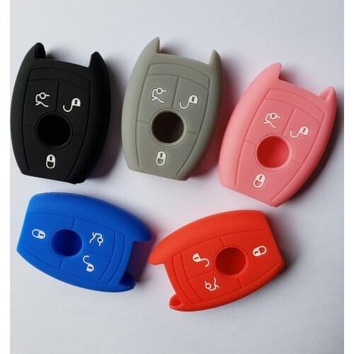 Smart Silicone Key Case Cover For Mercedes Benz AMG C E S C Class W203 W211 CLK C180 E200 Car Remoe FOB 3 Button