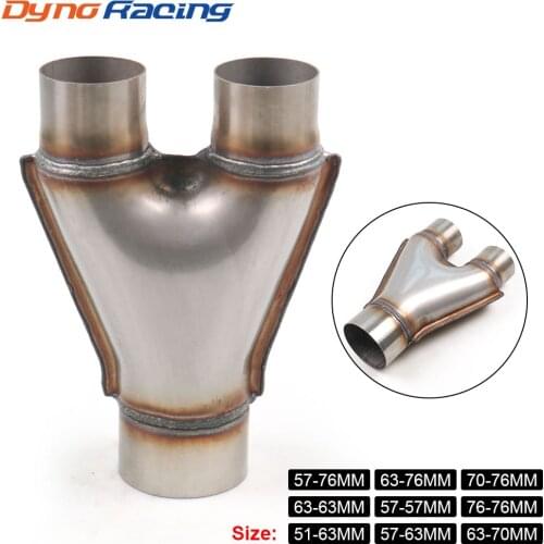 Universal Custom Car Exhaust Y-Pipe 304 Stainless Steel exhaust Y type Pipe Adapter Connector Tube Cone BX102125