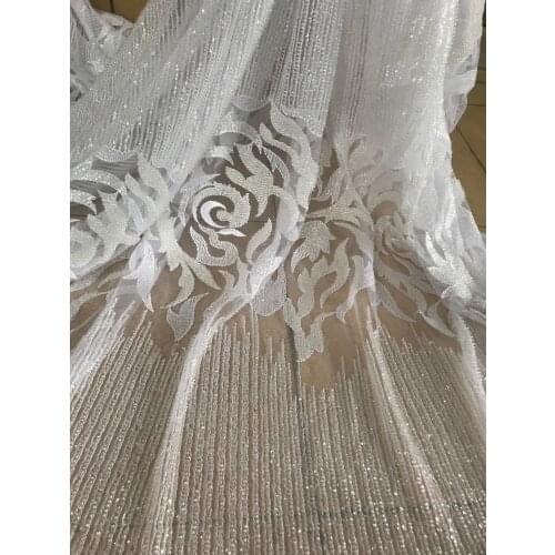 Super Quality embroidered French Tulle Lace African Lace Fabric Material SYJ-59188 with full beads