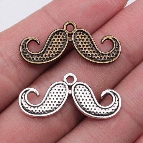 WYSIWYG 20pcs 30x13mm Pendant Mustache Mustache Beard Charm Pendants For Jewelry Making Antique Silver Color Mustache Pendants