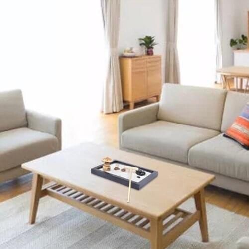 Japanese Zen Garden for Desk 6x4 Inches Large Tray White Sand River Rocks Pebbles Rake Tools Set Office Table Accessory
